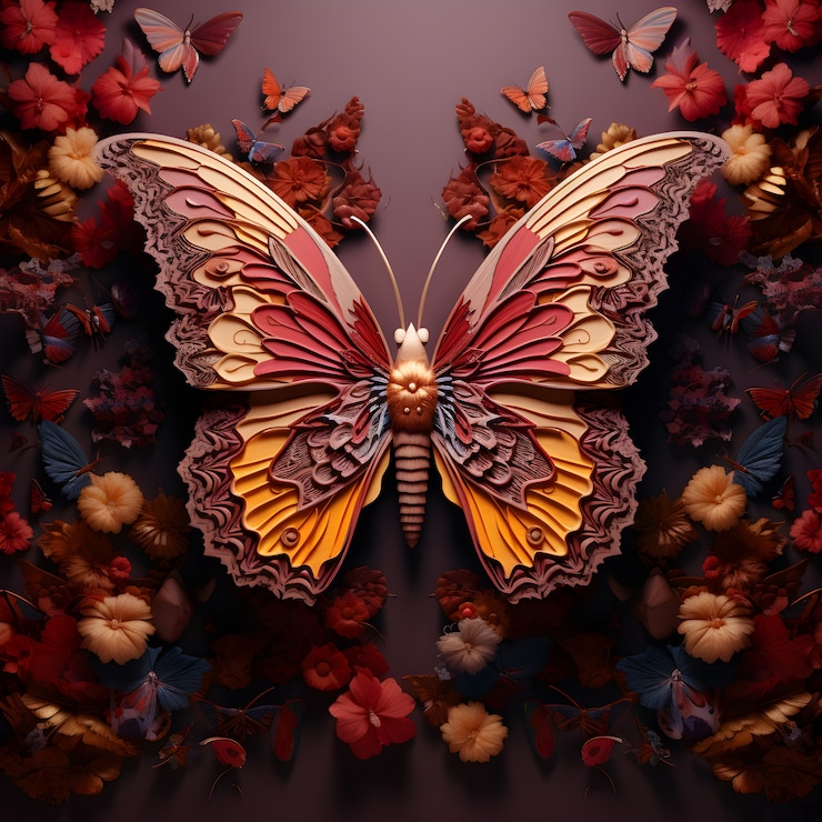 Photo gratuit beaux papillons avec des dessins détaillés
