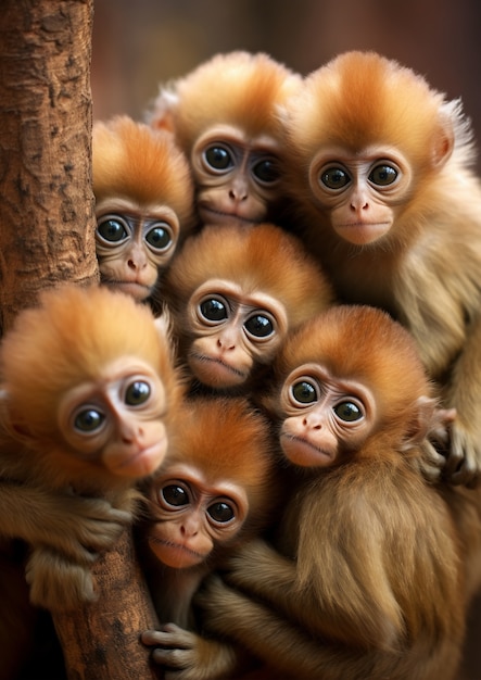 Photo gratuite beaux singes en plein air