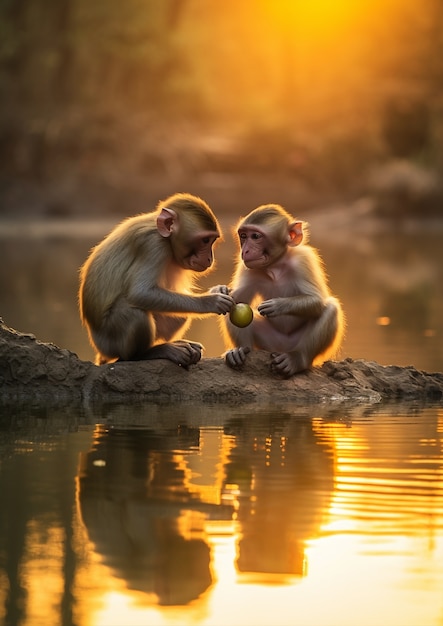 Photo gratuite beaux singes en plein air