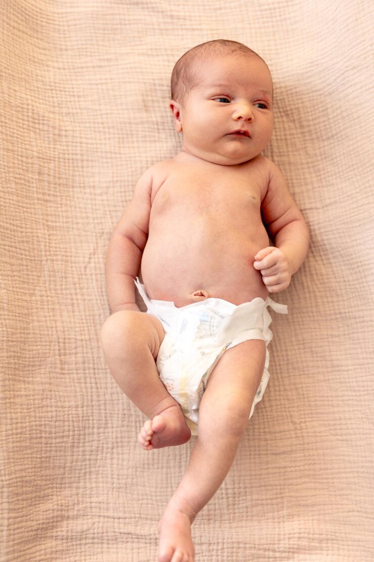 Photo gratuit un bébé mignon portant une couche nouveau-né