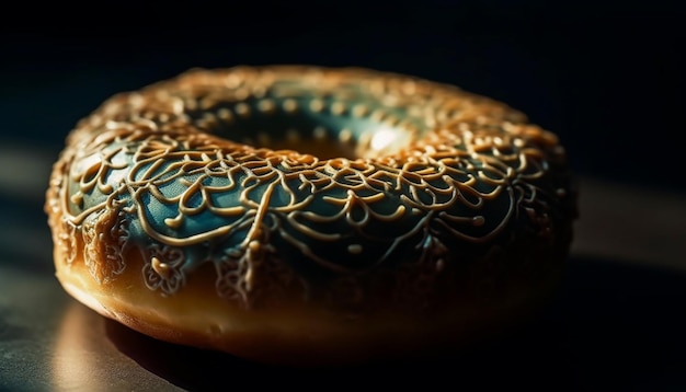 Photo gratuite beignet au four avec glaçage au chocolat douceur fraîche générée par l'ia