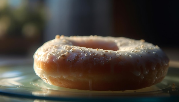 Photo gratuite beignet fraîchement cuit avec un glaçage au chocolat généré par l'ia