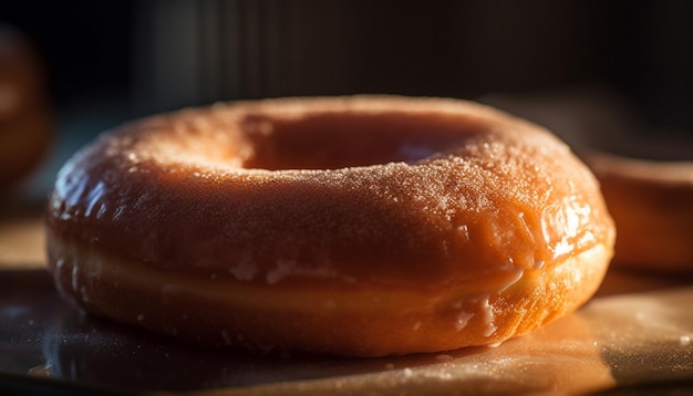 Photo gratuite beignet fraîchement cuit avec un glaçage au chocolat généré par l'ia