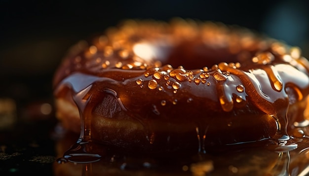 Photo gratuite beignet gourmand avec glaçage au chocolat et vermicelles générés par l'ia