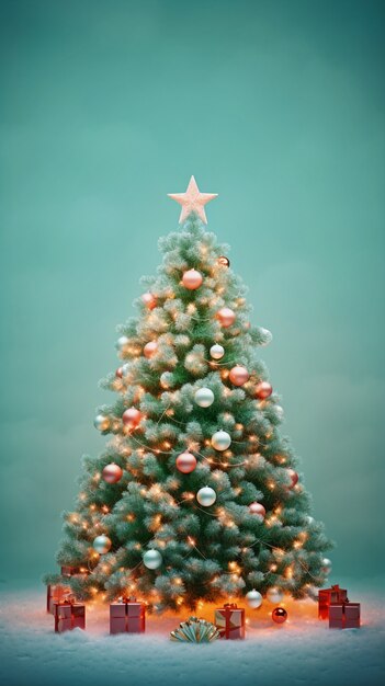 Bel arbre de Noël décoré de beaucoup d'ornements