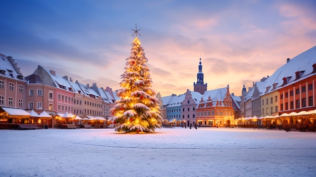 Photo gratuite bel arbre de noël en ville