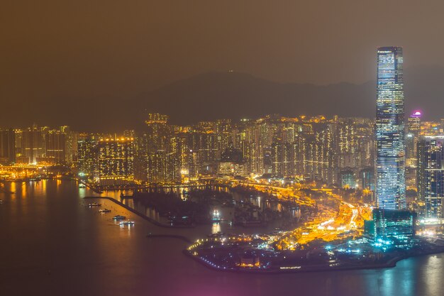 Belle architecture bâtiment cityscape extérieur des toits de la ville de hong kong