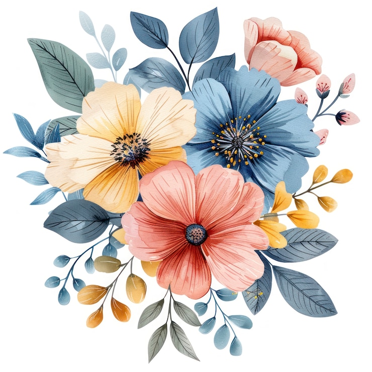 Photo gratuit une belle arrangement floral à l'aquarelle