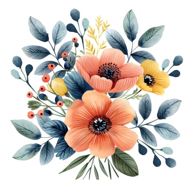 Une belle arrangement floral à l'aquarelle