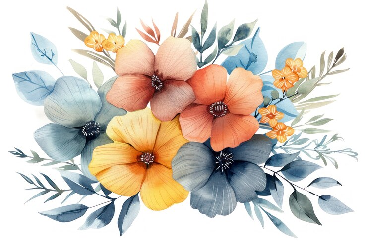 Photo gratuit une belle arrangement floral à l'aquarelle