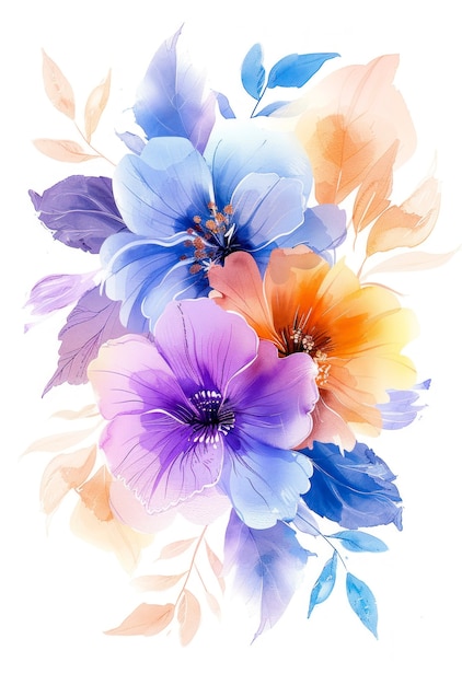 Photo gratuite une belle arrangement floral à l'aquarelle