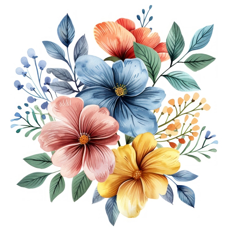 Photo gratuit une belle arrangement floral à l'aquarelle