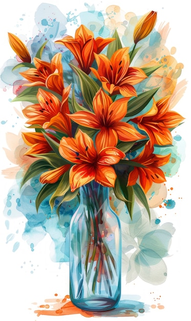 Photo gratuite une belle arrangement floral à l'aquarelle