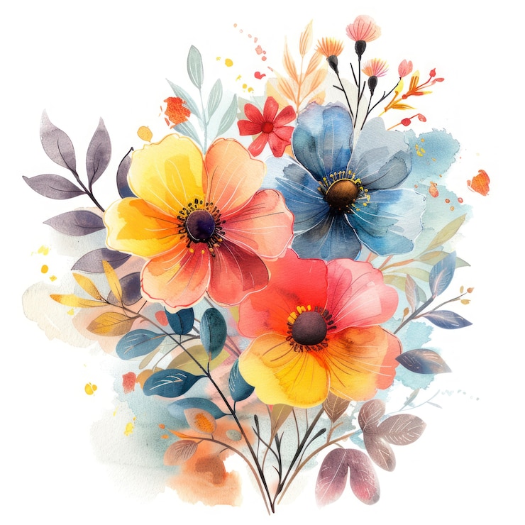 Photo gratuit une belle arrangement floral à l'aquarelle