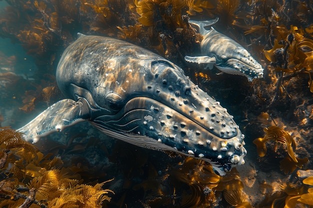 Photo gratuite une belle baleine traversant l'océan