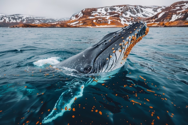 Photo gratuite une belle baleine traversant l'océan