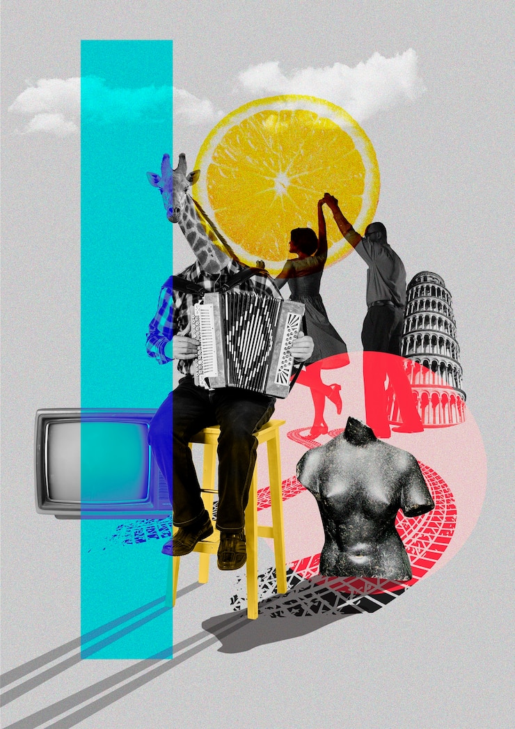 Photo gratuit belle composition de collage vintage