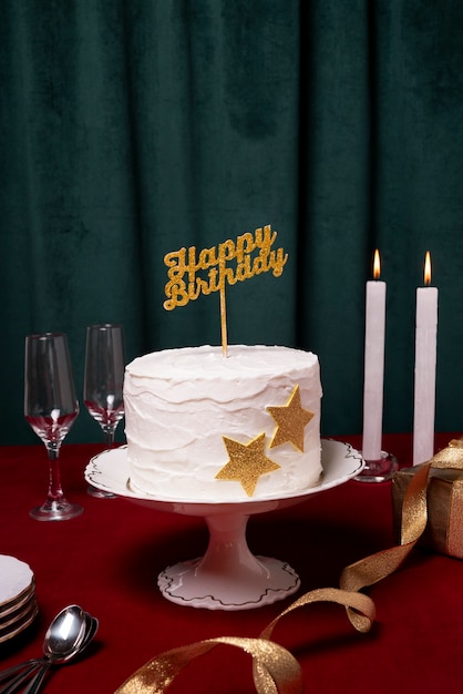 decoration gâteau bougie cake topper or happy birthday