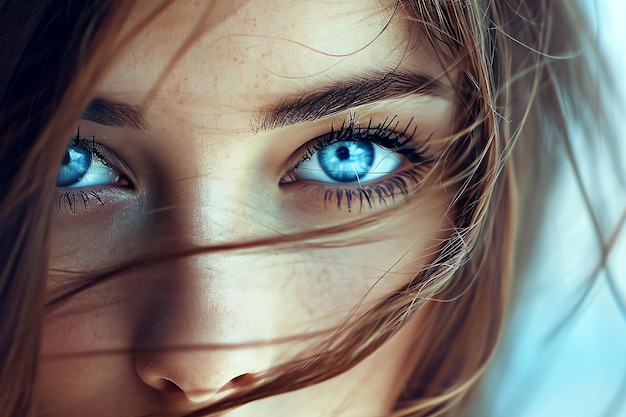 belle femme aux yeux bleu clair générée par l'IA