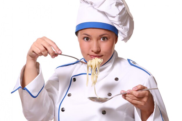 Belle femme en image de chef