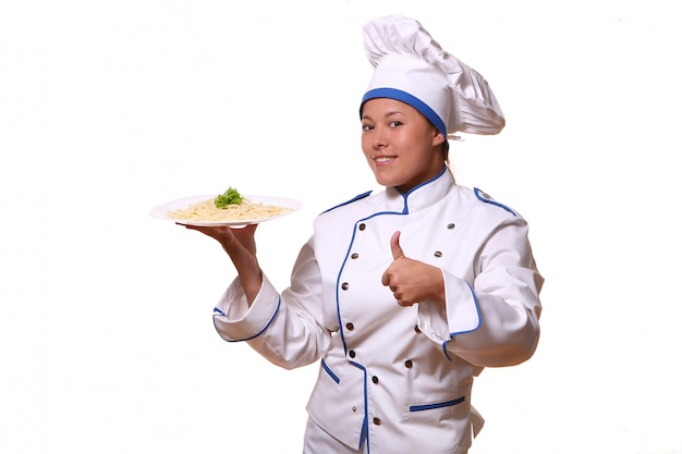 Belle femme en image de chef