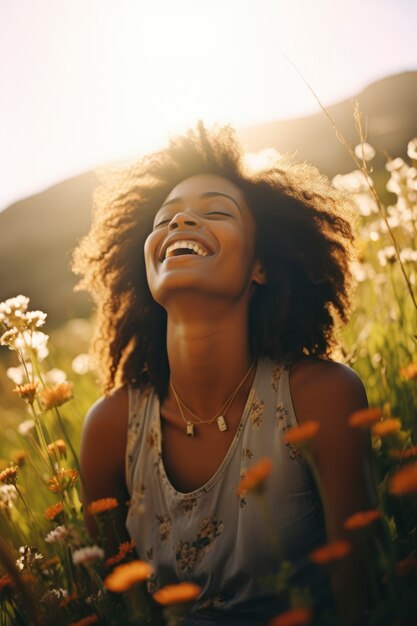 Une belle femme en pleine nature.