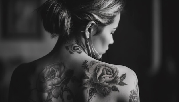 Photo gratuite une belle femme tatouée respire la confiance générée par l'ia