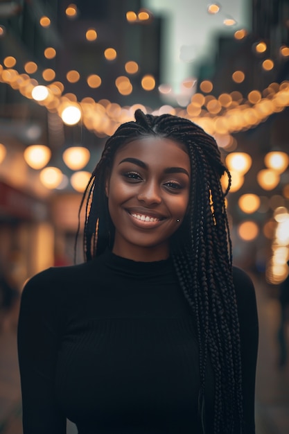 Photo gratuite une belle femme avec des tresses.