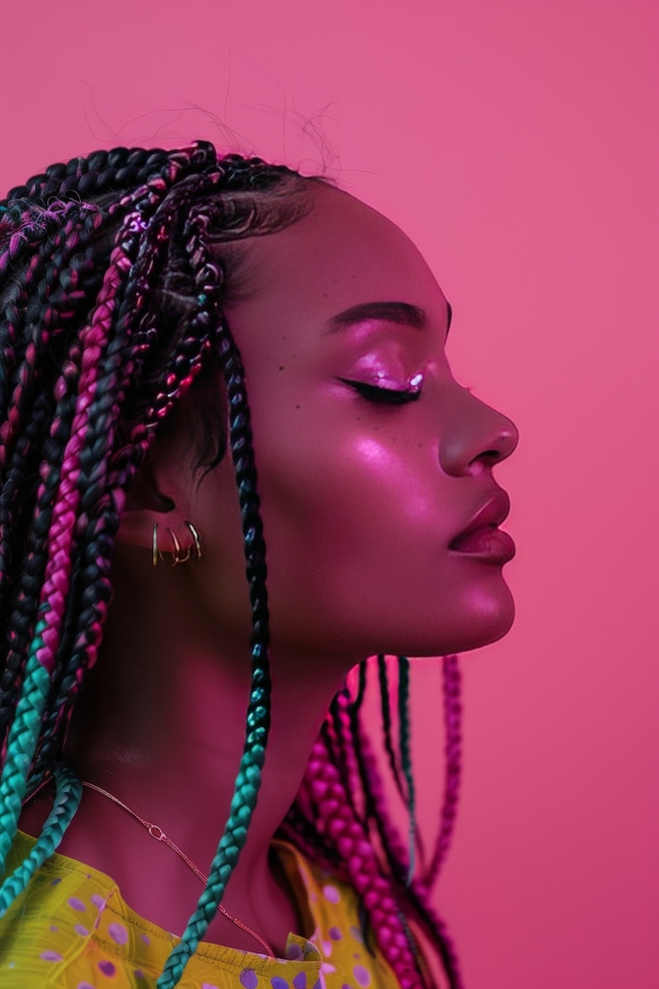 Photo gratuit une belle femme avec des tresses.