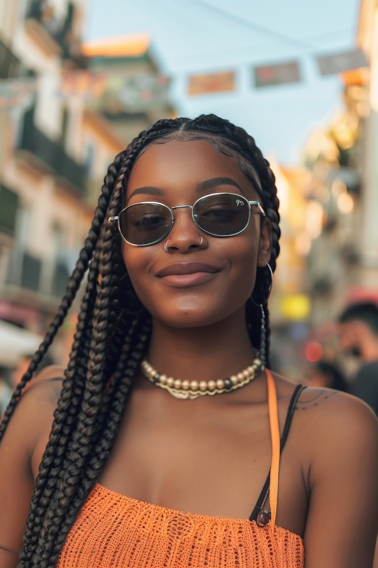 Photo gratuit une belle femme avec des tresses.