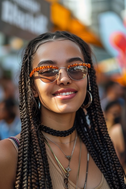 Photo gratuite une belle femme avec des tresses.