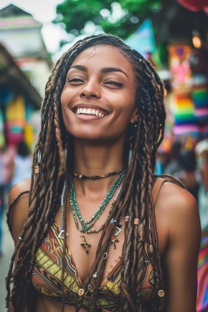 Photo gratuite une belle femme avec des tresses.