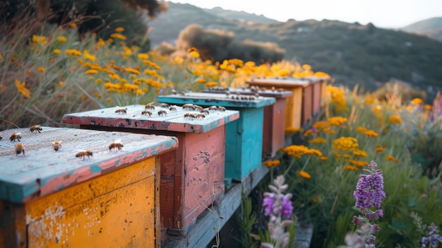 Photo gratuite une belle ferme d'abeilles