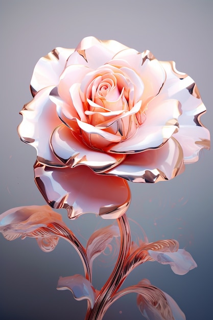 Une belle fleur de rose en 3D