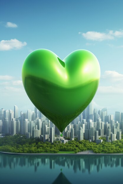 Belle forme de coeur vert