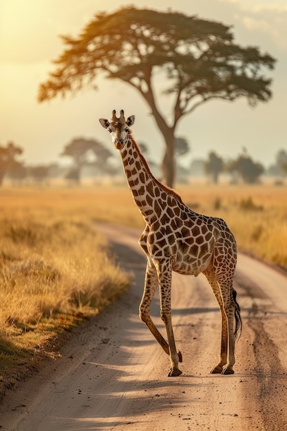 Une belle girafe dans la nature