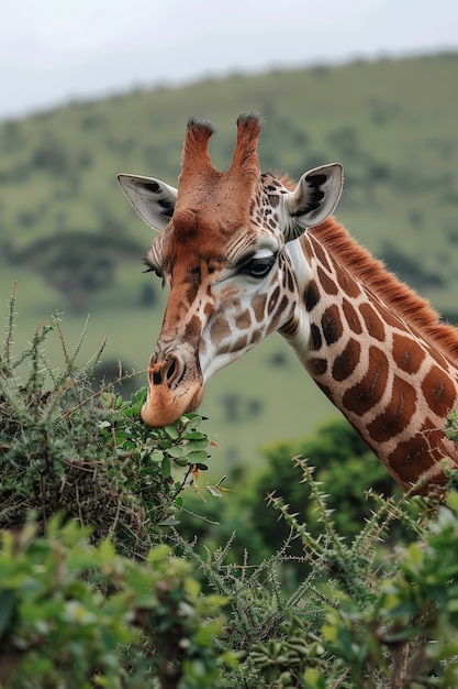 Une belle girafe dans la nature