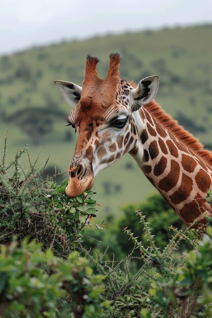 Une belle girafe dans la nature