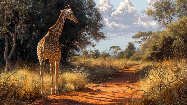 Une belle girafe dans la nature