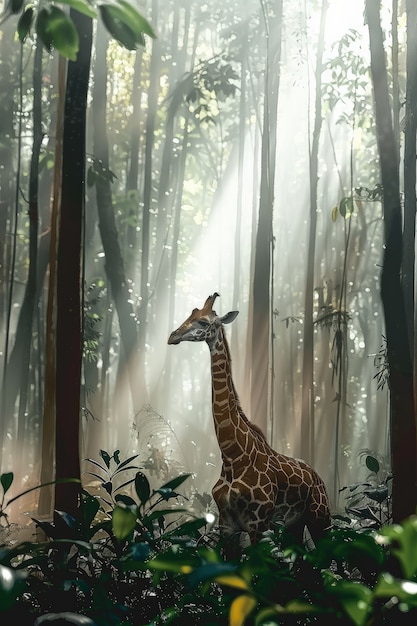 Une belle girafe dans la nature