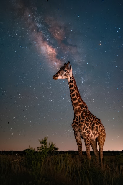 Une belle girafe dans la nature