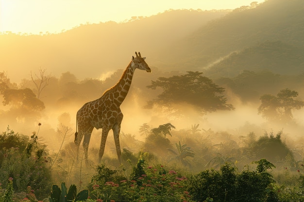 Une belle girafe dans la nature