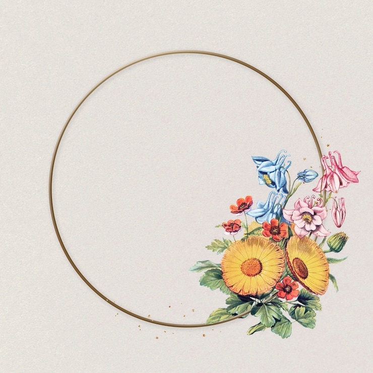 Photo gratuit belle illustration vintage de fleur jaune de cadre doré de souci