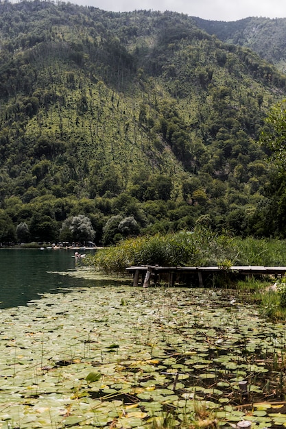 Belle jeune femme qui court sur le paysage enneigé