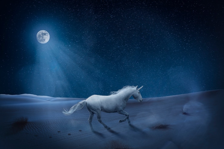 Photo gratuit belle licorne dans la composition de la nature