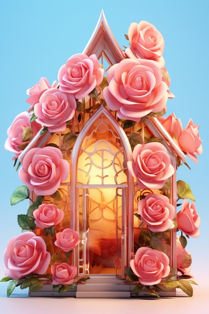 Belle maison avec des roses