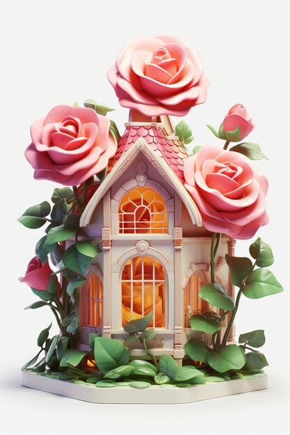 Belle maison avec des roses