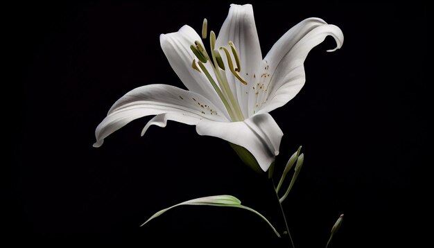 Belle marguerite jaune en gros plan sur fond noir AI générative