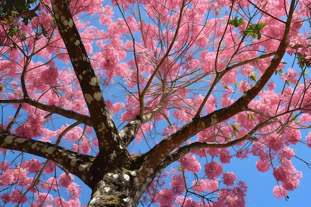 Photo gratuite une belle perspective de canopée d'arbre avec un paysage naturel