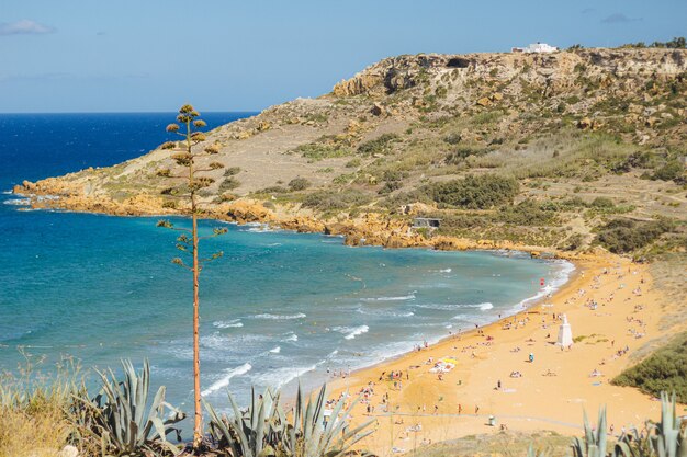 Belle photo d'un littoral avec beaucoup de monde